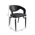 Chaise de salle à manger moderne LeisureMod Entice – Siège en cuir rembourré avec dossier ouvert incurvé et pieds en métal, cuisine moderne, salle à manger, maison, sièges de café