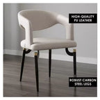 Chaise de salle à manger moderne LeisureMod Entice – Siège en cuir rembourré avec dossier ouvert incurvé et pieds en métal, cuisine moderne, salle à manger, maison, sièges de café