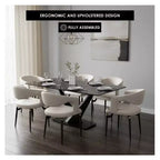 Chaise de salle à manger moderne LeisureMod Entice – Siège en cuir rembourré avec dossier ouvert incurvé et pieds en métal, cuisine moderne, salle à manger, maison, sièges de café