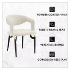 Chaise de salle à manger moderne LeisureMod Entice – Siège en cuir rembourré avec dossier ouvert incurvé et pieds en métal, cuisine moderne, salle à manger, maison, sièges de café