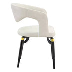 Chaise de salle à manger moderne LeisureMod Entice – Siège en cuir rembourré avec dossier ouvert incurvé et pieds en métal, cuisine moderne, salle à manger, maison, sièges de café