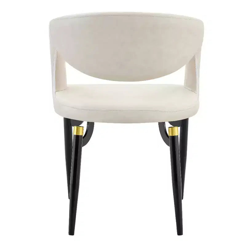 Chaise de salle à manger moderne LeisureMod Entice – Siège en cuir rembourré avec dossier ouvert incurvé et pieds en métal, cuisine moderne, salle à manger, maison, sièges de café