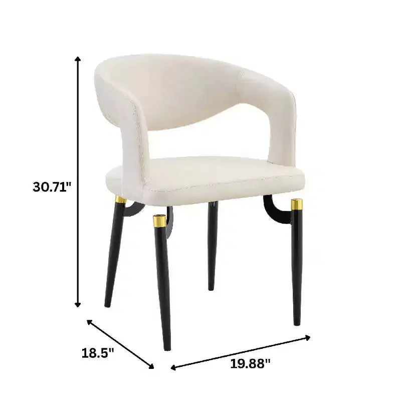 Chaise de salle à manger moderne LeisureMod Entice – Siège en cuir rembourré avec dossier ouvert incurvé et pieds en métal, cuisine moderne, salle à manger, maison, sièges de café