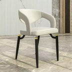 Chaise de salle à manger moderne LeisureMod Entice – Siège en cuir rembourré avec dossier ouvert incurvé et pieds en métal, cuisine moderne, salle à manger, maison, sièges de café