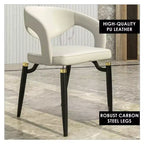 Chaise de salle à manger moderne LeisureMod Entice – Siège en cuir rembourré avec dossier ouvert incurvé et pieds en métal, cuisine moderne, salle à manger, maison, sièges de café