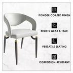Chaise de salle à manger moderne LeisureMod Entice – Siège en cuir rembourré avec dossier ouvert incurvé et pieds en métal, cuisine moderne, salle à manger, maison, sièges de café