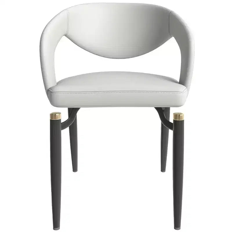 Chaise de salle à manger moderne LeisureMod Entice – Siège en cuir rembourré avec dossier ouvert incurvé et pieds en métal, cuisine moderne, salle à manger, maison, sièges de café