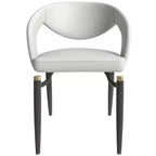 Chaise de salle à manger moderne LeisureMod Entice – Siège en cuir rembourré avec dossier ouvert incurvé et pieds en métal, cuisine moderne, salle à manger, maison, sièges de café