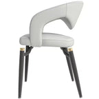 Chaise de salle à manger moderne LeisureMod Entice – Siège en cuir rembourré avec dossier ouvert incurvé et pieds en métal, cuisine moderne, salle à manger, maison, sièges de café