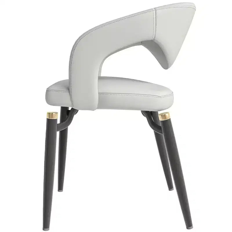 Chaise de salle à manger moderne LeisureMod Entice – Siège en cuir rembourré avec dossier ouvert incurvé et pieds en métal, cuisine moderne, salle à manger, maison, sièges de café