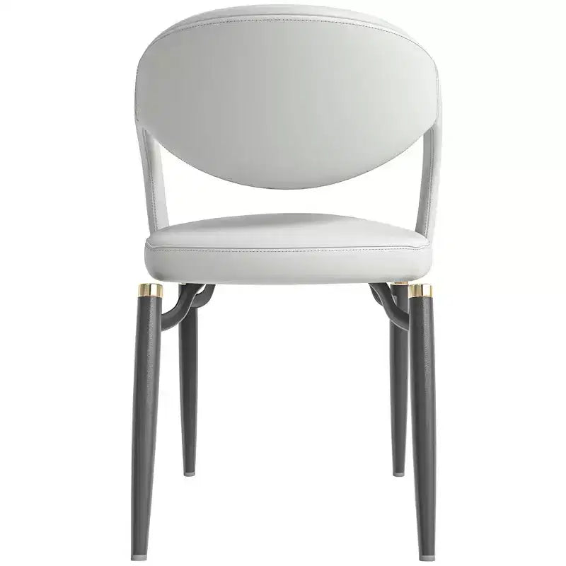 Chaise de salle à manger moderne LeisureMod Entice – Siège en cuir rembourré avec dossier ouvert incurvé et pieds en métal, cuisine moderne, salle à manger, maison, sièges de café