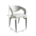 Chaise de salle à manger moderne LeisureMod Entice – Siège en cuir rembourré avec dossier ouvert incurvé et pieds en métal, cuisine moderne, salle à manger, maison, sièges de café