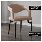 Chaise de salle à manger moderne LeisureMod Entice – Siège en cuir rembourré avec dossier ouvert incurvé et pieds en métal, cuisine moderne, salle à manger, maison, sièges de café