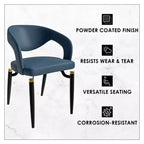 Chaise de salle à manger moderne LeisureMod Entice – Siège en cuir rembourré avec dossier ouvert incurvé et pieds en métal, cuisine moderne, salle à manger, maison, sièges de café