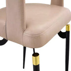Chaise de salle à manger moderne LeisureMod Entice – Siège en cuir rembourré avec dossier ouvert incurvé et pieds en métal, cuisine moderne, salle à manger, maison, sièges de café