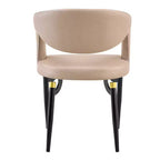 Chaise de salle à manger moderne LeisureMod Entice – Siège en cuir rembourré avec dossier ouvert incurvé et pieds en métal, cuisine moderne, salle à manger, maison, sièges de café