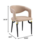 Chaise de salle à manger moderne LeisureMod Entice – Siège en cuir rembourré avec dossier ouvert incurvé et pieds en métal, cuisine moderne, salle à manger, maison, sièges de café