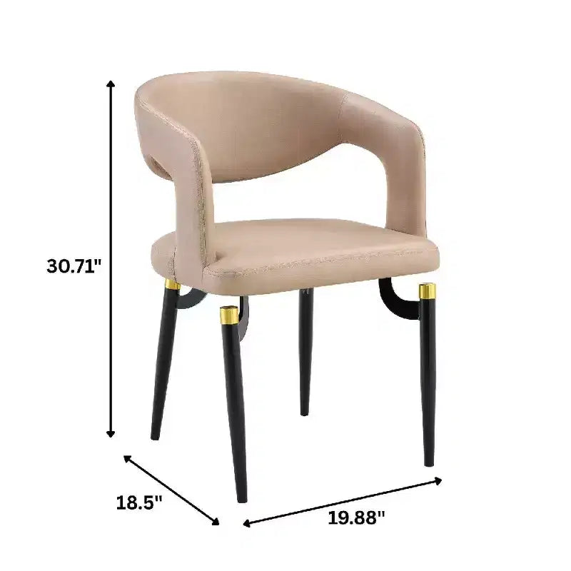 Chaise de salle à manger moderne LeisureMod Entice – Siège en cuir rembourré avec dossier ouvert incurvé et pieds en métal, cuisine moderne, salle à manger, maison, sièges de café