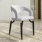 Chaise de salle à manger moderne LeisureMod Entice – Siège en cuir rembourré avec dossier ouvert incurvé et pieds en métal, cuisine moderne, salle à manger, maison, sièges de café
