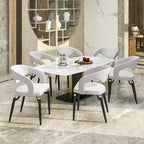 Chaise de salle à manger moderne LeisureMod Entice – Siège en cuir rembourré avec dossier ouvert incurvé et pieds en métal, cuisine moderne, salle à manger, maison, sièges de café