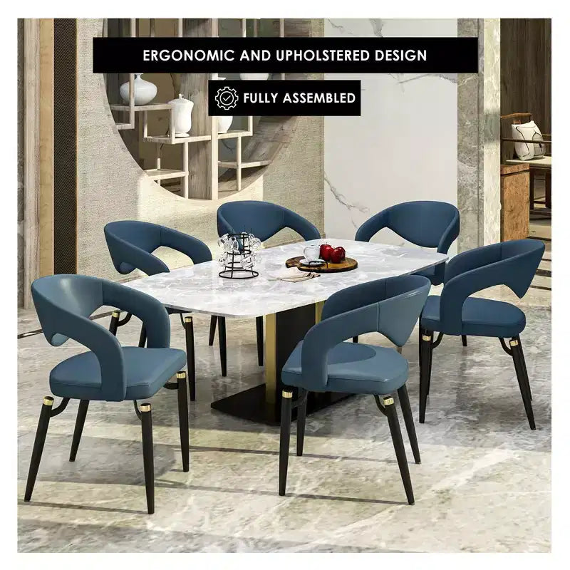 Chaise de salle à manger moderne LeisureMod Entice – Siège en cuir rembourré avec dossier ouvert incurvé et pieds en métal, cuisine moderne, salle à manger, maison, sièges de café