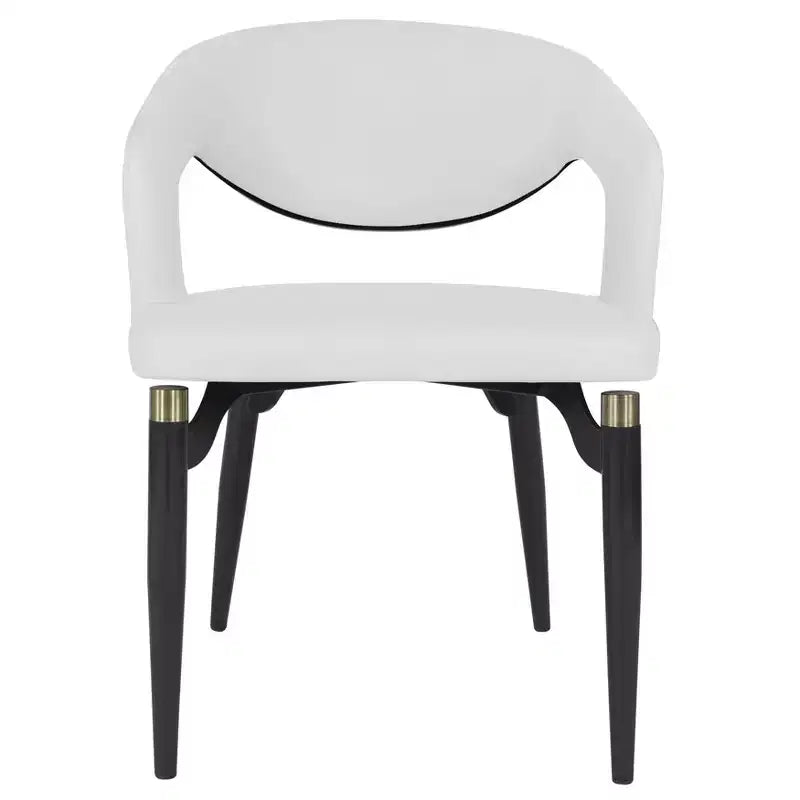Chaise de salle à manger moderne LeisureMod Entice – Siège en cuir rembourré avec dossier ouvert incurvé et pieds en métal, cuisine moderne, salle à manger, maison, sièges de café