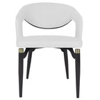 Chaise de salle à manger moderne LeisureMod Entice – Siège en cuir rembourré avec dossier ouvert incurvé et pieds en métal, cuisine moderne, salle à manger, maison, sièges de café