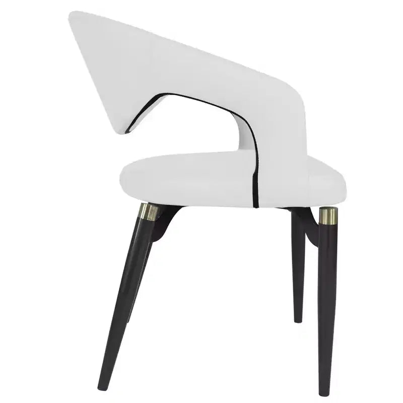 Chaise de salle à manger moderne LeisureMod Entice – Siège en cuir rembourré avec dossier ouvert incurvé et pieds en métal, cuisine moderne, salle à manger, maison, sièges de café