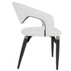 Chaise de salle à manger moderne LeisureMod Entice – Siège en cuir rembourré avec dossier ouvert incurvé et pieds en métal, cuisine moderne, salle à manger, maison, sièges de café