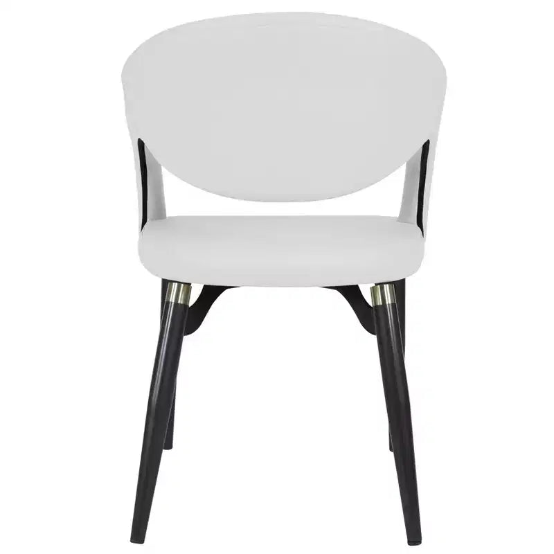 Chaise de salle à manger moderne LeisureMod Entice – Siège en cuir rembourré avec dossier ouvert incurvé et pieds en métal, cuisine moderne, salle à manger, maison, sièges de café