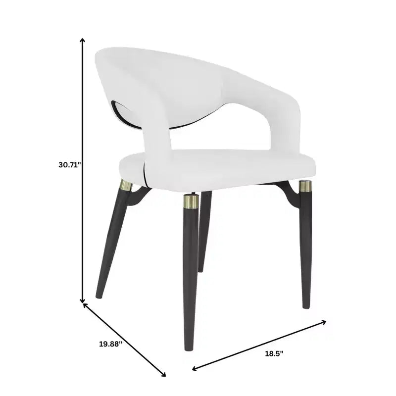Chaise de salle à manger moderne LeisureMod Entice – Siège en cuir rembourré avec dossier ouvert incurvé et pieds en métal, cuisine moderne, salle à manger, maison, sièges de café