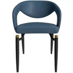 Chaise de salle à manger moderne LeisureMod Entice – Siège en cuir rembourré avec dossier ouvert incurvé et pieds en métal, cuisine moderne, salle à manger, maison, sièges de café