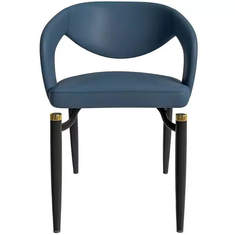 Chaise de salle à manger moderne LeisureMod Entice – Siège en cuir rembourré avec dossier ouvert incurvé et pieds en métal, cuisine moderne, salle à manger, maison, sièges de café
