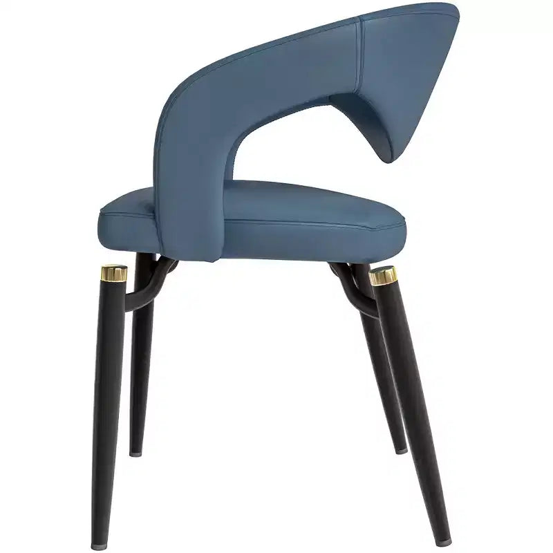 Chaise de salle à manger moderne LeisureMod Entice – Siège en cuir rembourré avec dossier ouvert incurvé et pieds en métal, cuisine moderne, salle à manger, maison, sièges de café