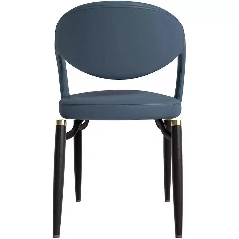 Chaise de salle à manger moderne LeisureMod Entice – Siège en cuir rembourré avec dossier ouvert incurvé et pieds en métal, cuisine moderne, salle à manger, maison, sièges de café