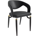 Chaise de salle à manger moderne LeisureMod Entice – Siège en cuir rembourré avec dossier ouvert incurvé et pieds en métal, cuisine moderne, salle à manger, maison, sièges de café