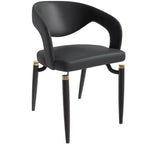 Chaise de salle à manger moderne LeisureMod Entice – Siège en cuir rembourré avec dossier ouvert incurvé et pieds en métal, cuisine moderne, salle à manger, maison, sièges de café