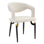 Chaise de salle à manger moderne LeisureMod Entice – Siège en cuir rembourré avec dossier ouvert incurvé et pieds en métal, cuisine moderne, salle à manger, maison, sièges de café