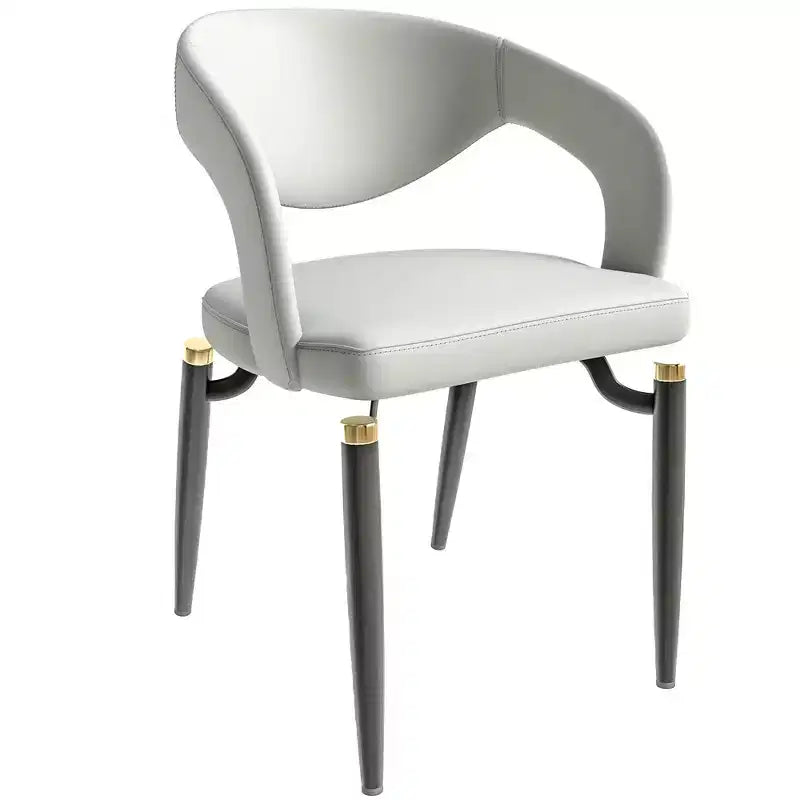 Chaise de salle à manger moderne LeisureMod Entice – Siège en cuir rembourré avec dossier ouvert incurvé et pieds en métal, cuisine moderne, salle à manger, maison, sièges de café