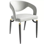 Chaise de salle à manger moderne LeisureMod Entice – Siège en cuir rembourré avec dossier ouvert incurvé et pieds en métal, cuisine moderne, salle à manger, maison, sièges de café