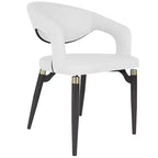 Chaise de salle à manger moderne LeisureMod Entice – Siège en cuir rembourré avec dossier ouvert incurvé et pieds en métal, cuisine moderne, salle à manger, maison, sièges de café