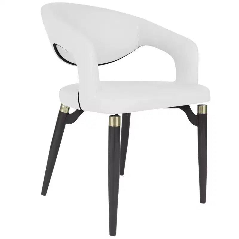 Chaise de salle à manger moderne LeisureMod Entice – Siège en cuir rembourré avec dossier ouvert incurvé et pieds en métal, cuisine moderne, salle à manger, maison, sièges de café