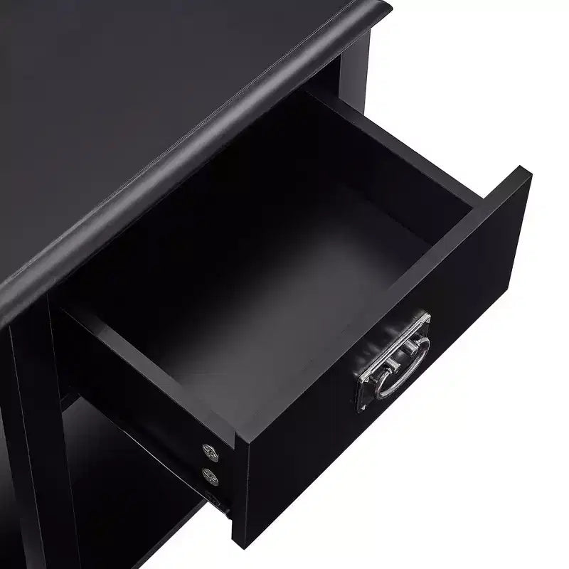 VECELO Table de chevet lot de 2 - avec station de charge, Table d'appoint noire avec ports USB, Tables de nuit avec 3 tiroirs de rangement