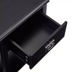 VECELO Table de chevet lot de 2 - avec station de charge, Table d'appoint noire avec ports USB, Tables de nuit avec 3 tiroirs de rangement