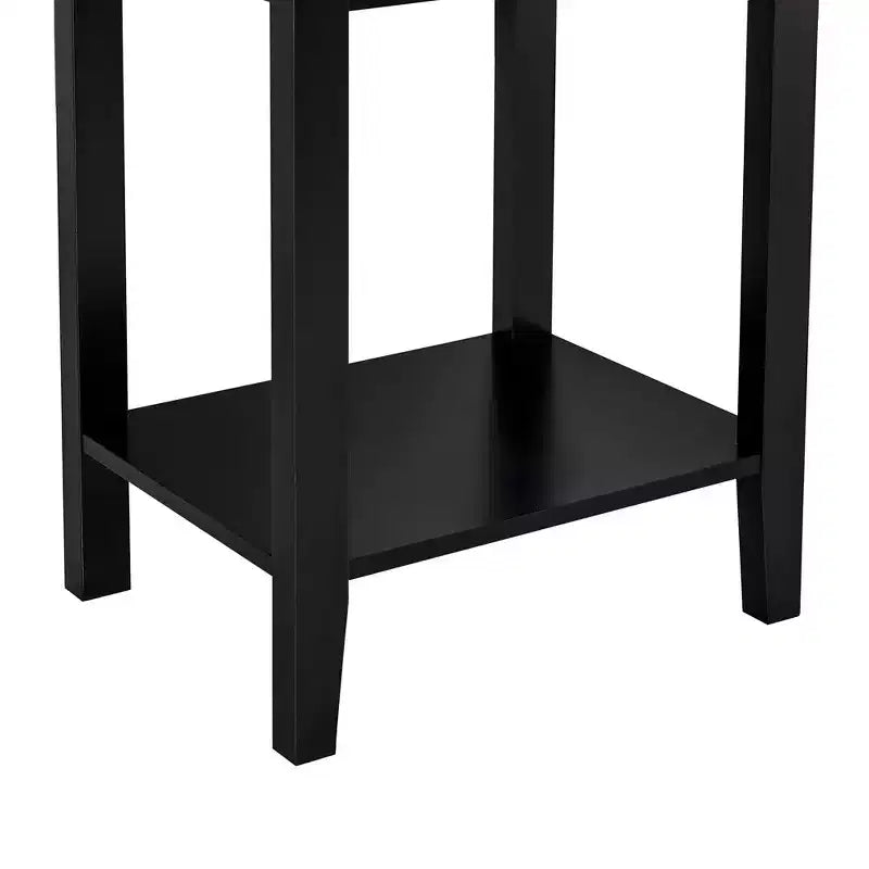VECELO Table de chevet lot de 2 - avec station de charge, Table d'appoint noire avec ports USB, Tables de nuit avec 3 tiroirs de rangement