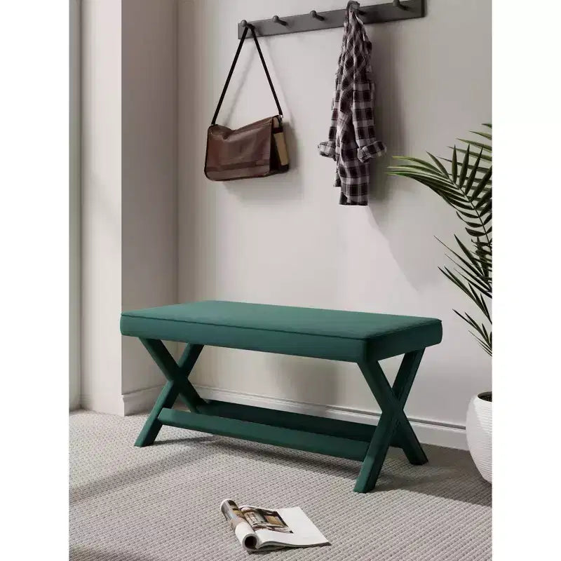 Pouf double Abigail en velours de Manhattan Comfort
