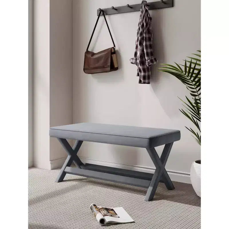 Pouf double Abigail en velours de Manhattan Comfort