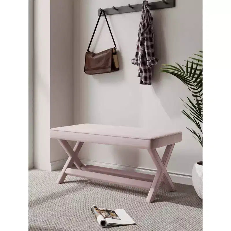 Pouf double Abigail en velours de Manhattan Comfort
