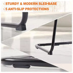 JIONJOY Chaise de bureau sans roulettes, lot de 4 | Noir