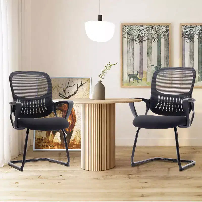 JIONJOY Chaise de bureau sans roulettes, lot de 4 | Noir
